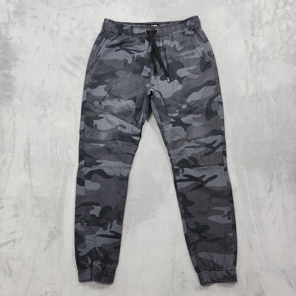 CSG Pants Mens L Gray Camo Woven Jogger Elastic Waist Pockets Casual Athletic